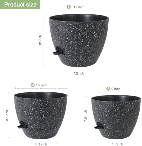WSMKSZ 12/10/9 inch Self Watering Pots for Indoor Outdoor Plants, Set of 3 - Image 2