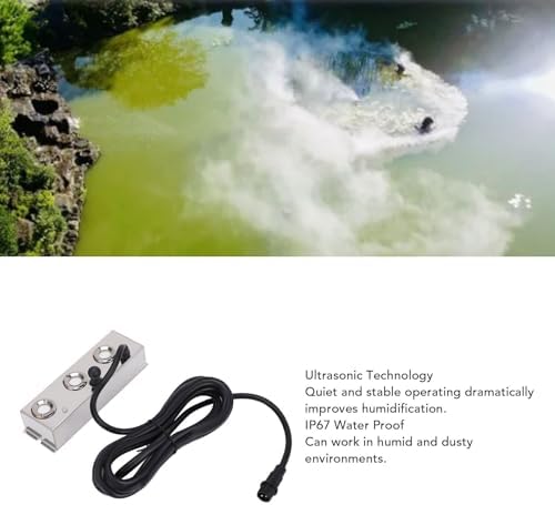 Ultrasonic Mist Maker, Durable 36V Cool Fog Humidifier for Indoor Outdoor Stainless Steel 3 Head Design with 12 Atomizing Cores 4.5L H Output Cable - Image 3