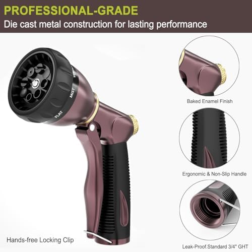 FANHAO Heavy Duty Metal Garden Hose Nozzle + Thumb Control Water Hose Nozzle - Image 7