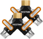 RESTMO 2 Way Garden Hose Splitter Heavy Duty Full Metal Body, 2Pack by Restmo