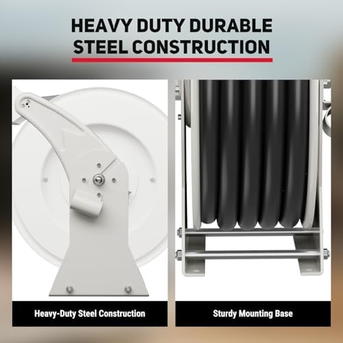 Fuel Hose Reel 3/4" x 50', Retractable Diesel Reel with Fueling Nozzle - Image 2