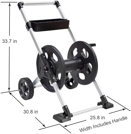 Liberty Garden 304 Explorer Two Wheel Hose Reel Cart, Aluminum, Holds 250-feet of 5/8" Hose, Silver/Black - Image 6