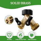 Garden Hose Splitter 2 Way, Y Connector Brass Garden Hose Splitter, Outdoor Valve Hose Adapter with 2 Extra Rubber Washers, Heavy Duty Brass Connector Tap Splitter, Hose Spigot, 2 Pack - Image 5