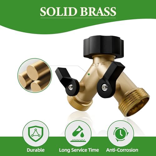 Garden Hose Splitter 2 Way, Y Heavy Duty Brass Connector Tap Splitter, Brass Garden Hose Adapter with 2 Extra Rubber Washers, Outdoor Hose Splitter, Zero Leaks, Connectors & Accessories, 2 Pack - Image 5