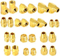 GASHER 26PCS Brass Pipe Fitting Kit, Hex Bushing, Reducer Adapter, Hex Nipple, 90 Degree Barstock Street Elbow by GASHER