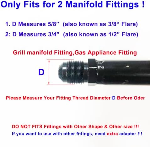 10 Feet 1/2 ID Natural Gas Hose Conversion Kit, Propane Gas Grill Quick Connect/Disconnect Hose Assembly with Adapter 1/2" Flare to 3/8" Female Flare(Measures 5/8") for Outdoor NG/Propane Appliance - Image 4