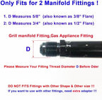 10 Feet 1/2 ID Natural Gas Hose Conversion Kit, Propane Gas Grill Quick Connect/Disconnect Hose Assembly with Adapter 1/2" Flare to 3/8" Female Flare(Measures 5/8") for Outdoor NG/Propane Appliance - Image 4