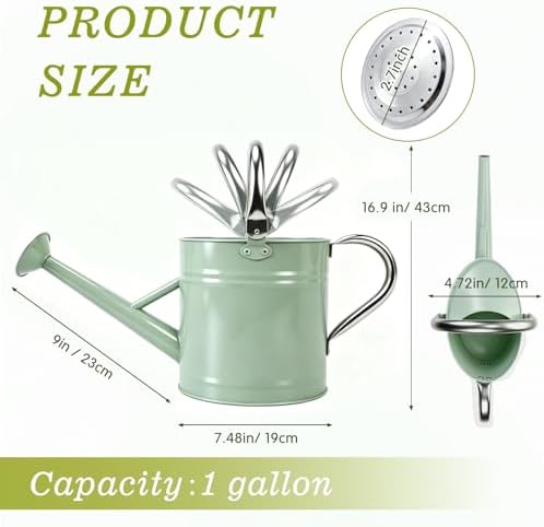1 Gallon Watering Can for Outdoor&Indoor Plants，Cream Green - Image 2
