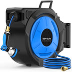 Retractable Garden Hose Reel, 1/2 in x 100 ft Heavy Duty Wall Mounted Hose Reel with Upgraded Automatic Slow Rewind System, Any Length Lock, 180° Swivel Bracket, 10-Pattern Nozzle for Outdoor Watering by HOMDOX
