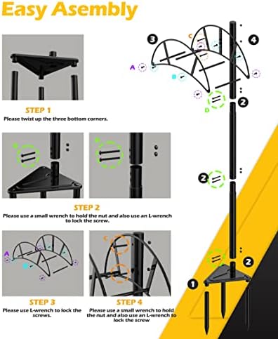 Suchek Metal Garden Hose Holder Stake, Freestanding, Heavy Duty Water Hose Stand, In Ground Hose Rack Organizer for Outside Yard (Black) - Image 5