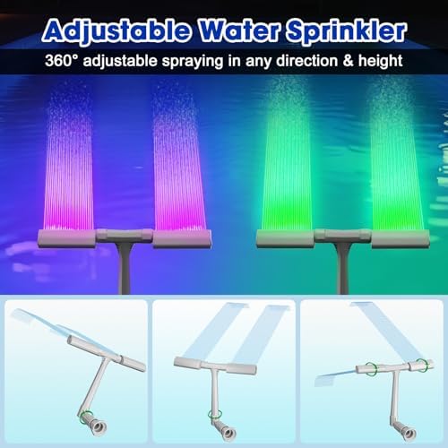 Pool Fountain for Inground and Above Pools: Adjustable Dual Sprayer Waterfall Sprinkler with 16 Color LED Lights for Cooling and Swimming Outdoor - Image 3