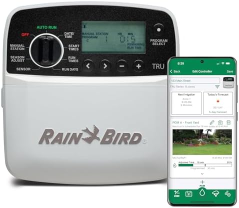 Rain Bird TRU8IW Irrigation Controller, Smart WiFi, Indoor, 8-Station by RainBird