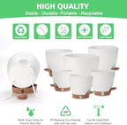 Self Watering Planter with Visual Water Level, 6Pack Small Plastic Pot Set with Drainage Holes and Reservoir Saucers, Modern 8+7+6.5+6+5.5+5 Inch Bottom Watering Flower Pots for Indoor Plant - White - Image 5