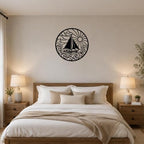 Sailboat with Sun Waves Metal Wall Art for Dining Room Decor with Detail - Image 4