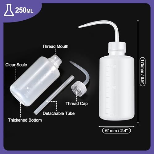 PATIKIL 18 Pcs 250ml Plastic Wash Bottles, Multi-purpose, Plant Care, Cleaning, Lab Use, Chrome Finish, Transparent, Reusable, 8 Ounce, High Density Polyethylene, Slim Neck Bottle - Image 2