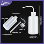 PATIKIL 18 Pcs 250ml Plastic Wash Bottles, Multi-purpose, Plant Care, Cleaning, Lab Use, Chrome Finish, Transparent, Reusable, 8 Ounce, High Density Polyethylene, Slim Neck Bottle - Image 2