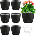 Self-Watering Pots for Indoor Plants, 6-Pack 6.7'' Self Watering Planter with Drainage Holes, Small African Violet Pots with Water Indicator, Clear Wick Pot, Black by KvyusFlourish