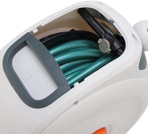 Garden Hose Reel Auto Rewind Retractable Any Length Lock Water Hose Reel with High Pressure Sprayer for Washing Car Cleaning Gardening Outdoor Use Plastic 340x160x310mm (20m / 65.6ft) - Image 3