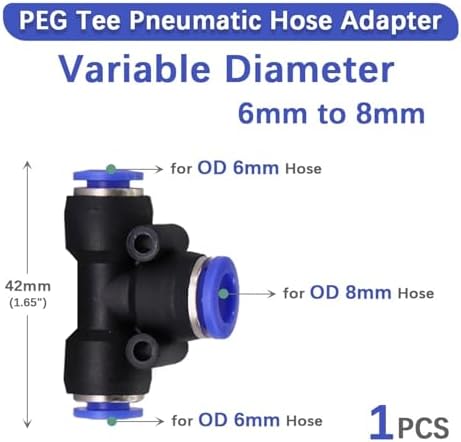 For Variable Diameter For Tee Hose Adapter Slip Lock For Pneumatic Tube Fittings For Quick Insert For DIY For Garden Irrigation For Connect Repair 1 Pcs/5 Pcs(PEG 6mm to 8mm,5 pcs) - Image 2