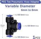 For Variable Diameter For Tee Hose Adapter Slip Lock For Pneumatic Tube Fittings For Quick Insert For DIY For Garden Irrigation For Connect Repair 1 Pcs/5 Pcs(PEG 6mm to 8mm,5 pcs) - Image 2