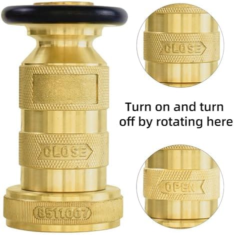 2X Fire Hose Nozzle 1-1/2 Inch NPSH/NPT Fire Hose Nozzle 100 Psi 75 Gpm Brass Fire Equipment Jet Fog Sprays Nozzle - Image 4