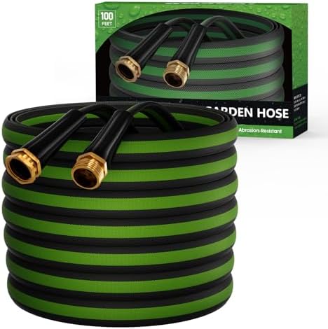 Garden Hose 100 FT, Non-Expanding Water Hose, Lightweight Flexible, Kink-Resistant & Burst-Resistant, High Pressure Garden Hose for Lawn, Garden, Car Wash & Outdoor Cleaning by lumomo