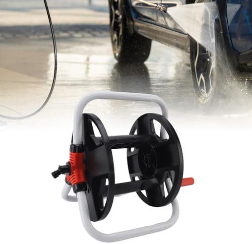 Garden Hose Reel Cart ABS Portable Water Hose Holder Hose Reel Storage Rack for Garden Lawn Farm Car Washing Black Wall Mounted Freestanding Garden Hose Stand - Image 2