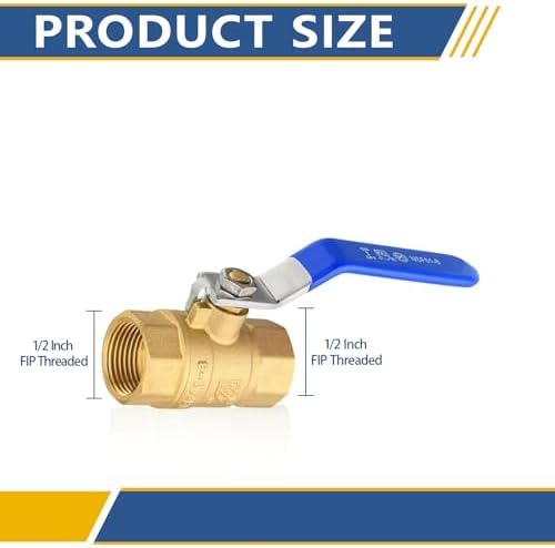 10PCS GUOFIS 1/2" Full Port Brass FIP Ball Valve,600 WOG Valve,Blue Handle - Image 2