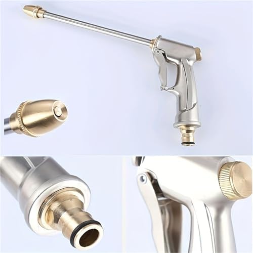 Garden Sprayer High Pressure Water Hose Nozzle Adjustable Spray Gun for Watering Plant 4-Point Water PipeJoint, Universal Joint(Silver) - Image 2
