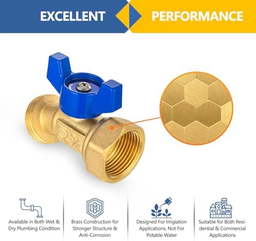 Outdoor Garden Spigot,1/4 Turn Sillcock Hose Bibb Faucet/Valve,3/4" Female NPT Inlet x 3/4" Male GHT Threaded Garden Hose Outlet/Connector(30Pack,Blue)(SILLCOCK042-30Pack) - Image 6