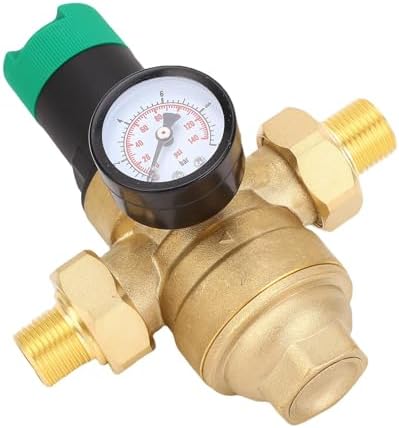 Water Pressure Regulator, 40 Microns Filter Drinking Water Pressure Regulator with Meter, Brass for Homes, Gardens, Buildings & Factories (3/4 inch (DN20)) - Image 2