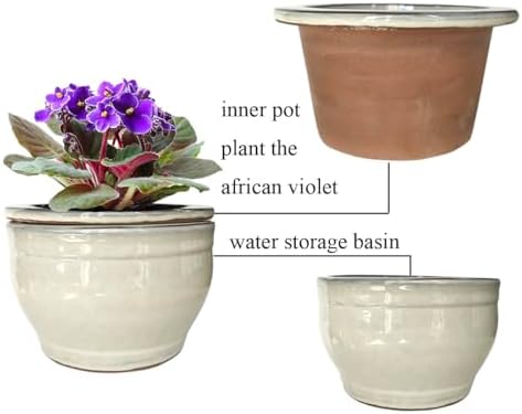 African Violet Pots Self Watering White 6 inch - Image 3