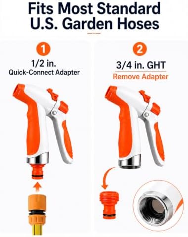 Garden Hose Foam Sprayer, 2-in-1 Water and Foam Hose Nozzle with Adjustable Spray Patterns, 100 ml Soap Bottle, Stainless Steel Wand and Hose Connectors for Car Wash, Garden Watering - Image 2