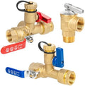 Tankless Water Heater Service Valve Kit, 3/4 Inch IPS Isolator Set with Pressure Relief Valve, Hot & Cold Shut-Off Valves, Lead-Free Premium Brass, Compatible with Rheem, Rinnai, Navien by KAINGA