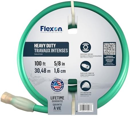 Flexon FXG58100 5/8-Inch x 100-Foot Heavy Duty 5-Ply Forever Garden Hose, Green by Flexon