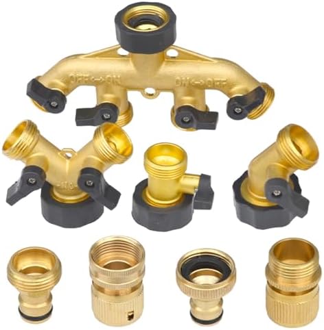 Garden Hose Splitter Garden Hose Splitter Heavy Duty Connector Brass Adapter Water Spigot Connectors(2 Way USA) - Image 2