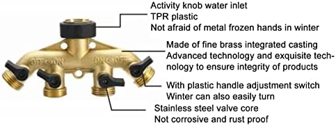 4 Way Water Splitter, Brass Ball Valve Distributor, Water Hose Manifold, for Garden Watering Agricultural Irrigation Car Washing - Image 6