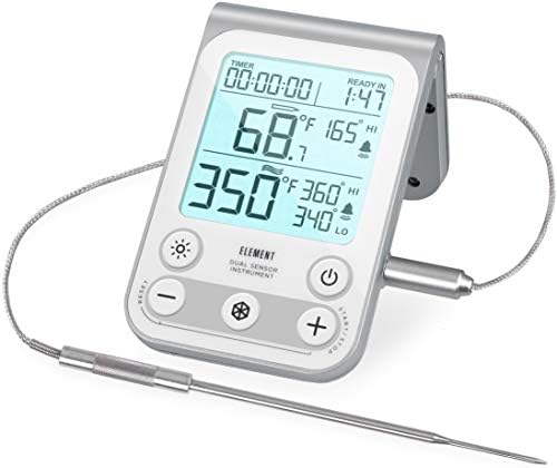 Lavatools OVT02 Element Digital Oven Thermometer for Oven, Grill, and Smoker Includes Dual-Sensor Stainless Temperature Probe by Lavatools