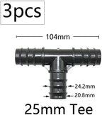 Garden Irrigation Tubing Fitting 16 20 25mm Tube Tee Elbow Equal Barb Connector End Plug Reducer Tee Micro Drip Adapter 5Pcs (Color : 25mm Tee) - Image 2
