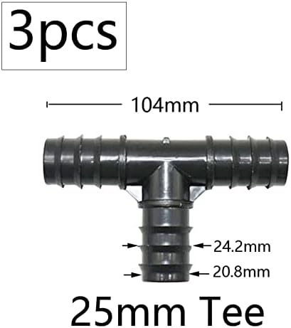 Garden Irrigation Tubing Fitting 16 20 25mm Tube Tee Elbow Equal Barb Connector End Plug Reducer Tee Micro Drip Adapter 5Pcs (Color : 25mm Tee) - Image 2