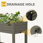 DWVO Raised Garden Bed Kit, 3.6 x 1.5 x 2.8 FT Outdoor Plastic Planter Box with Wheels and Legs, Garden Box with Drain Plug & Storage Shelf for Planting Vegetables, Flowers, and Herbs, Light Brown - Image 2