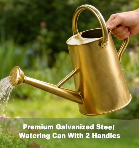 Gold Watering Can for Outdoor&Indoor Plants，1.5 Gallon - Image 2
