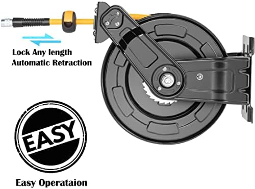 AIRZILLA Steel Retractable Air Hose Reel 3/8" Inch x 50' Feet Hybrid Polymer Hose, Heavy Duty Air Hose Reel included Auto Rewind Reel | Quick Air Coupler | Heavy Duty Steel Frame - Image 3