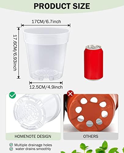homenote 6.7 Inch Clear Plastic Nursery Pots with Drainage Holes (15 Pcs) - Image 2
