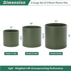 D'vine Dev 3-Pack Plastic Pots & Saucers, 8/10/12 in, Olive, 74-V-I-5 - Image 3