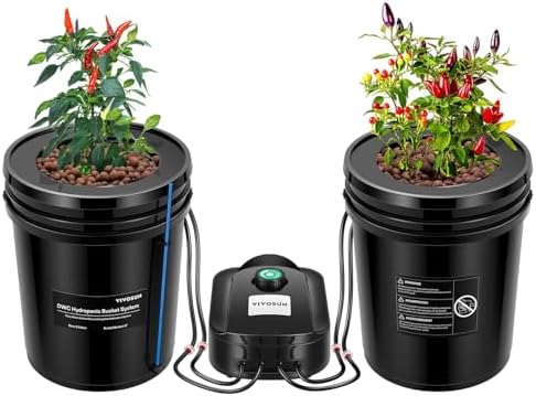 VIVOSUN DWC Hydroponics Grow System with Top Drip Kit 2 Buckets by VIVOSUN