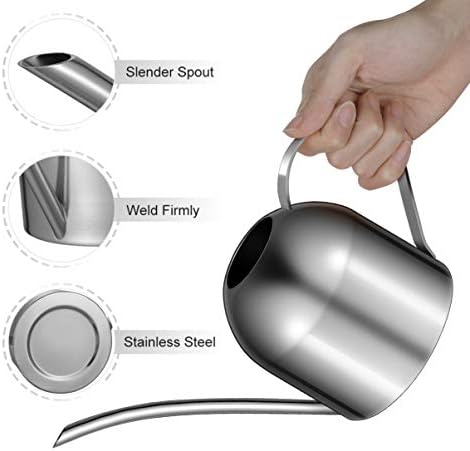 YARNOW 1000ml Stainless Steel Watering can with Long Spout for Indoor Plants, Succulents, and Garden Use (Silver) - Image 4