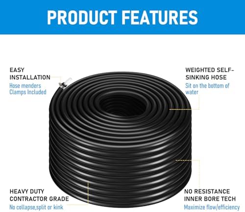 Self-Sinking Aeration Hose 100 ft ⅜ in. Comes with 4 patchers and 4 stainless steel hose clamps for weighted air pump tubing, easy to install for pond water lake aeration (100 Feet) - Image 4