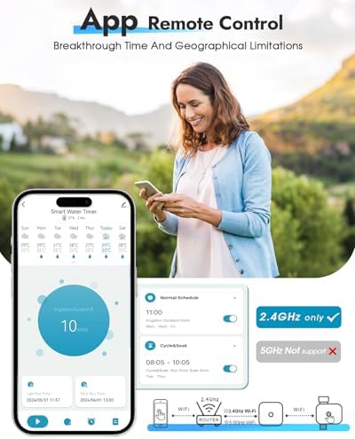 WiFi Sprinkler Timer, WiFi Water Timer for Garden, Smart Hose Timers with Hub Support 2.4GHz, App/Voice Control Work with Alexa & Google Assistant, Rain Delay & Manual Watering,for Yard Lawn Plant - Image 2