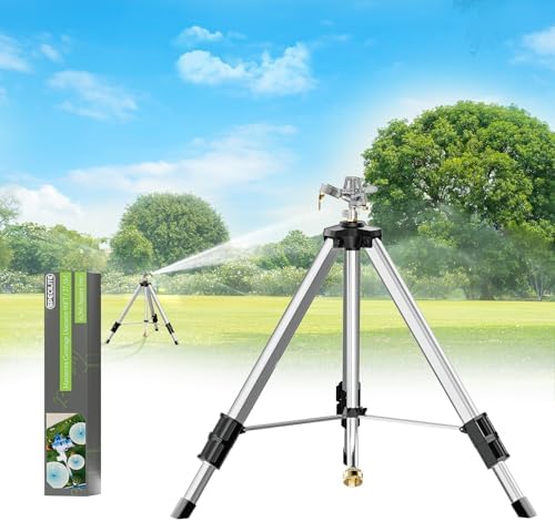 SPECILITE Brass Impact Sprinkler on Tripod Base, Waters up to 90ft, 50 inch by SPECILITE